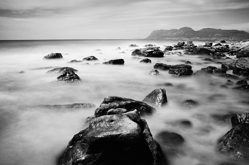 A long exposure seascape taken at Muizenberg Beach, Cape Town. - View more of Cape Town in Black and White - 