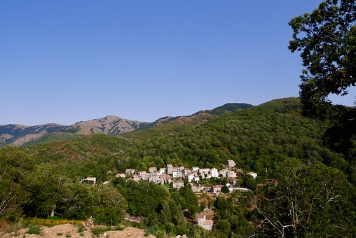Bastelica in Val d'Ese, a dreamy village nestled in the mountains of Corsica, France.