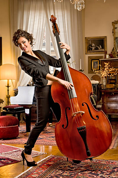 Cello classical instrument on an empty stage. Classical music concept.