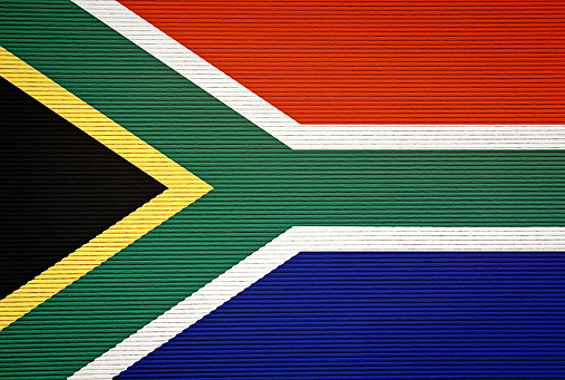 South African national flag on corrugated paper, ready for your grunge effects to be applied.