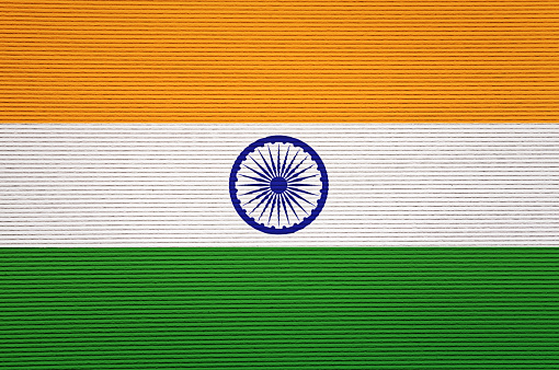 Indian national flag on corrugated paper, ready for your grunge effects to be applied.