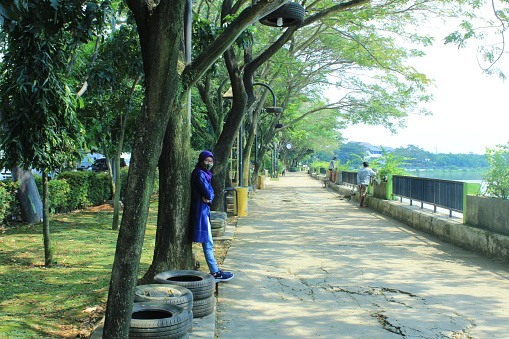 Tangerang, Indonesia - July 05,2022 : city park in Indonesia, Taman Gajah Tunggal