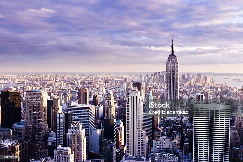 Zachód słońca w Nowym Jorku - Zbiór zdjęć royalty-free (Architektura)
