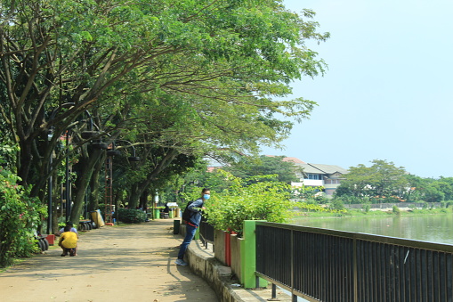 Tangerang, Indonesia - July 05,2022 : city park in Indonesia, Taman Gajah Tunggal