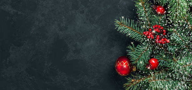 istock Christmas dark grunge horizontal background, top view. 1439225320