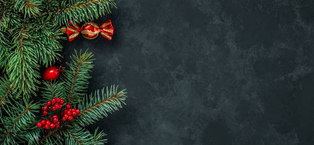 istock Christmas dark grunge horizontal background, top view. 1439225322