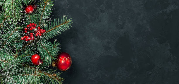 istock Christmas dark grunge horizontal background, top view. 1439225326