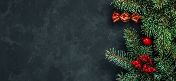 istock Christmas dark grunge horizontal background, top view. 1439225334