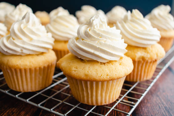 Homemade Vanilla Cupcakes on Wire Cooking Racks