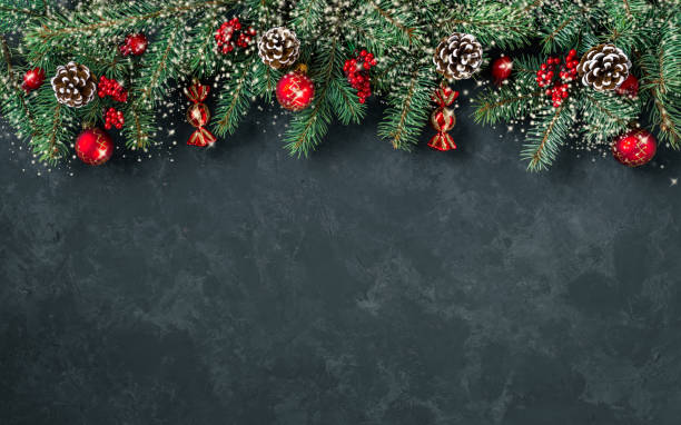 istock Christmas dark grunge horizontal background, top view. 1439226251