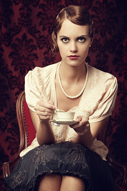 istock Retro cafe girl 143922626