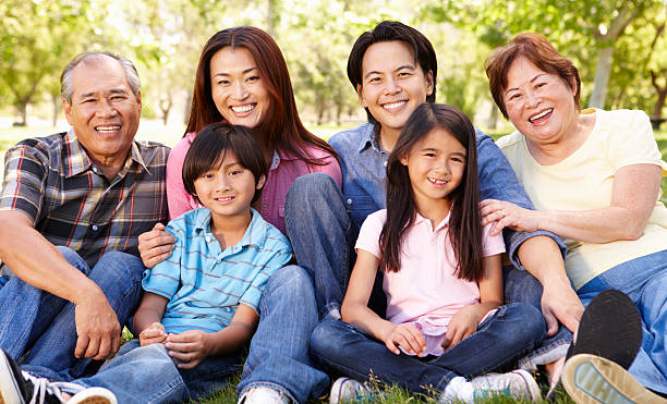 istock Portrait multi-generation Asian family in park 143922746