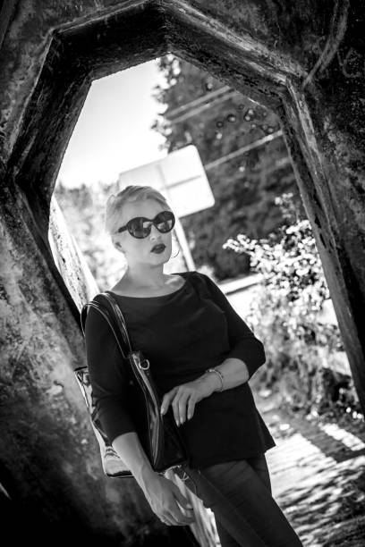 istock Pretty woman looking bw 1439228295