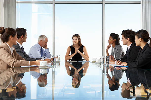 istock Business meeting with the table reflecting the sky  143923049