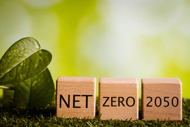 istock Net zero 2050, Environmental concept, A modern and bold plan to reduce greenhouse gas emissions in the world and reduce pollution 1439234578