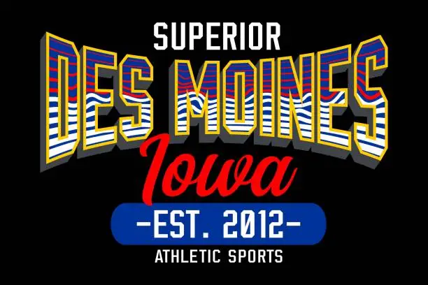 Vector illustration of Des Moines Iowa 2012 Graphic Slogan T-shirt Design