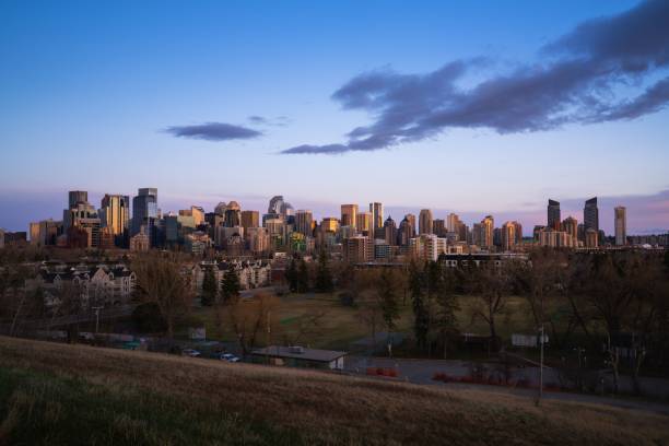 istock Distant view of the Calgary skyline with numerous skyscrapers in Canada 1439236731