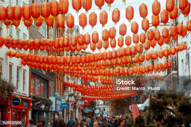 Chinatown In London Busy Street Stock Photo - Download Image Now - London - England, Chinatown, Chinese New Year