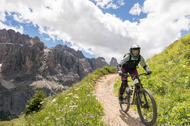 istock Dolomites mountainbike fun, Italy. 1439238860