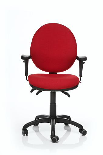 Red chair of office on a over white background