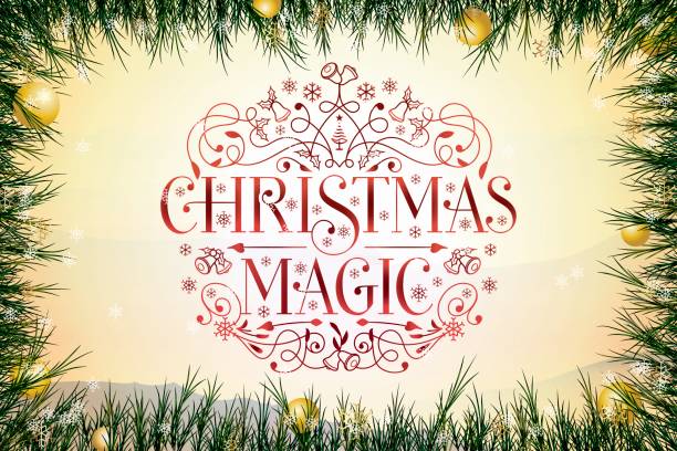 Christmas Magic Lettering Poster Background postcard typography invitation saying elegant stock photo
