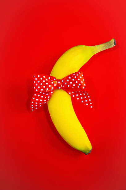 A banana with a bow. stock photo