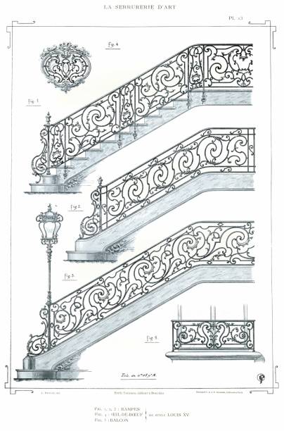 Artistic and brilliant compositions for ironwork like Grills, Glazed Doors, Balconies, 
Awnings, Winter Gardens, Bow-Windows, Bandstands, Panels etc. on Renaissance, Louis XIV, Louis XV and Louis XVI styles, from 16th to 18th century.