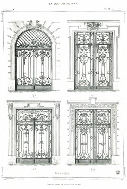Artistic and brilliant compositions for ironwork like Grills, Glazed Doors, Balconies, 
Awnings, Winter Gardens, Bow-Windows, Bandstands, Panels etc. on Renaissance, Louis XIV, Louis XV and Louis XVI styles, from 16th to 18th century.