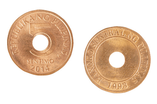 Colombian coins in closeup-antiguas