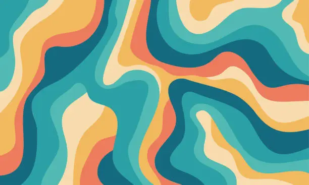 Vector illustration of Abstract colorful wavy groovy psychedelic background