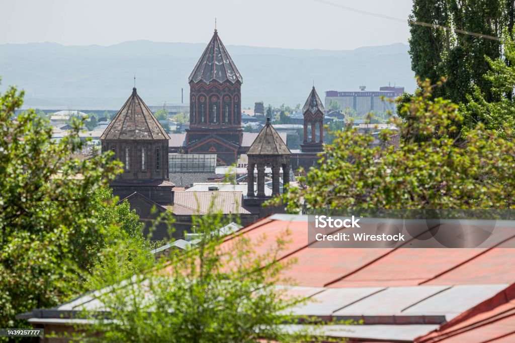 Beautiful skyline with historic churches in the city of Gyumri, Leninakan, Armenia The beautiful skyline with historic churches in the city of Gyumri, Leninakan, Armenia Ancient Stock Photo