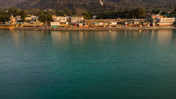 istock holy ganges riverbank at evening aerial shot 1439259676