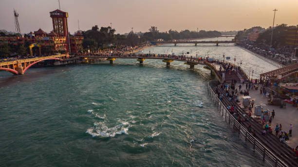 istock ganges river bank with devotee crowed at evening from flat angle aerial 1439259819