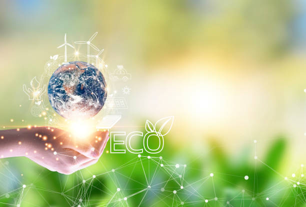 istock Concept of using clean energy that is environmentally friendly, wind energy, solar energy, electric cars, etc. 1439261883