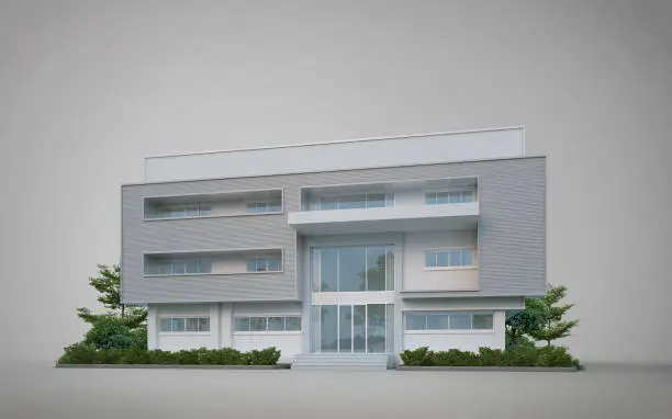 Modern architecture isolated on background.3d rendering