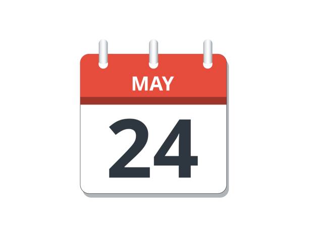 May 24th calendar icon vector. Concept of schedule, business and tasks may 24 calendar stock illustrations