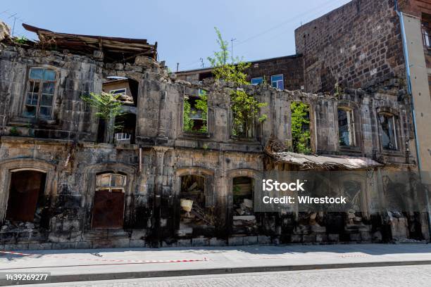 Exterior Facade Of A Beautiful Weathered Old Building In Gyumri Leninakan Armenia Stock Photo - Download Image Now