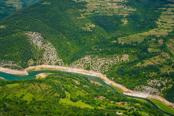 Panoramic view on Zavosko jezero or lake, from the mountain view point, Serbia