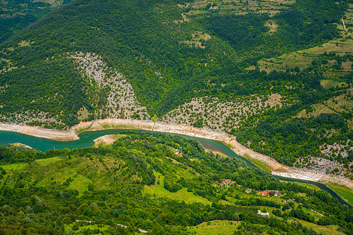 Panoramic view on Zavosko jezero or lake, from the mountain view point, Serbia