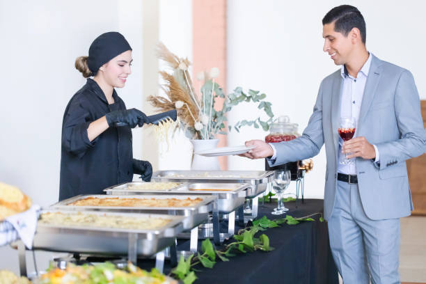 istock Cook and customer at the buffet 1439276848