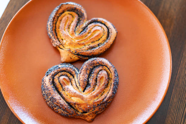 Plate with tasty sweet bun