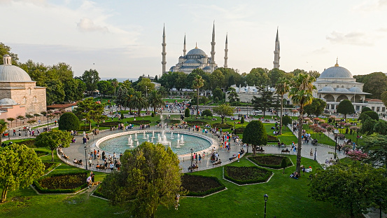 The Sultanahmet Square, also known as Hippodrome and surrounded by the famous Blue Mosque, Hagia Sophia Turkish and Islamic, one of the most famous tourist areas in Istanbul, as well as a popular meeting point. The area is very impressive tourist zone of the Sultanahmet neighborhood on the Historical Peninsula that leads to all historical sites around Sultanahmet. It is very well known place for all Istanbul visitors, where they mostly head on for first, on their first day of Istanbul visit. Once being a Byzantium hippodrome, the square itself hosts the famous historic places and sights that include; the Egyptian Obelisk, the Serpentine Column, the Colossus or the Column of Costantine Porphyrgenitus and the German Fountain. The Hippodrome of Constantinople (Greek: Ἱππόδρομος τῆς Κωνσταντινουπόλεως, romanized: Hippódromos tēs Kōnstantinoupóleōs, Latin: Circus Maximus Constantinopolitanus, Turkish: Hipodrom or Sultanahmet Meydanı) was a circus that was the sporting and social centre of Constantinople, capital of the Byzantine Empire. Today it is a square named Sultanahmet Meydanı (Sultan Ahmet Square) in the Turkish city of Istanbul, with a few fragments of the original structure surviving. The word hippodrome comes from the Greek hippos (ἵππος), horse, and dromos (δρόμος), path or way. For this reason, it is sometimes also called Atmeydanı (\