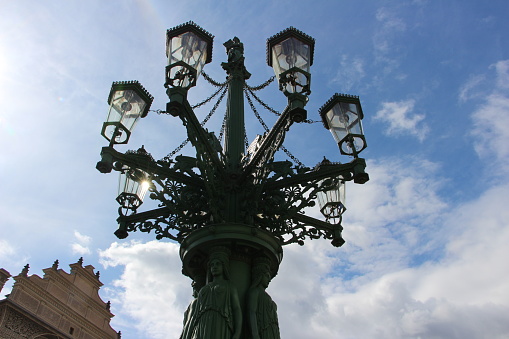 République Tchèque- Prague - Ancienne lanterne de rue dans le quartier Mala strana- Hradcany