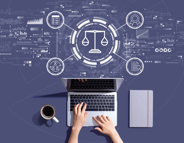 istock Legal advice service concept with person using a laptop 1439291741