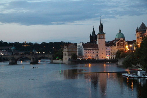 Czech Republic - Prague - Vitava river and Charles Bridge