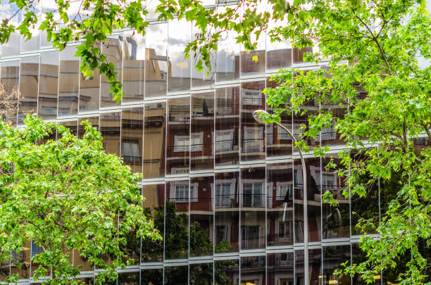 istock Architectural detail, glass facade reflection 1439298680