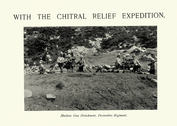 istock Machine gun detachment of Devonshire regiment during the Chitral Expedition 1895, British Imperial military history 1439298936