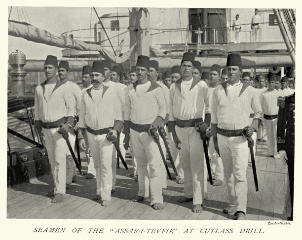 istock Imperial Ottoman navy, Sailors on the warship Assar-i-tevfik at cutlass drill, 1890s, 19th Century 1439299146