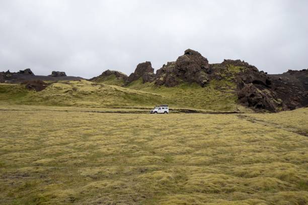 istock White Jeep on the mossy rocks in Katla Geopark 1439301127