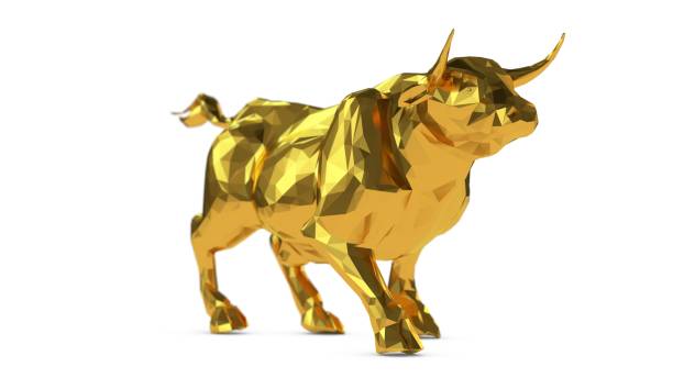 istock Golden bull isolated on a white background 1439305709